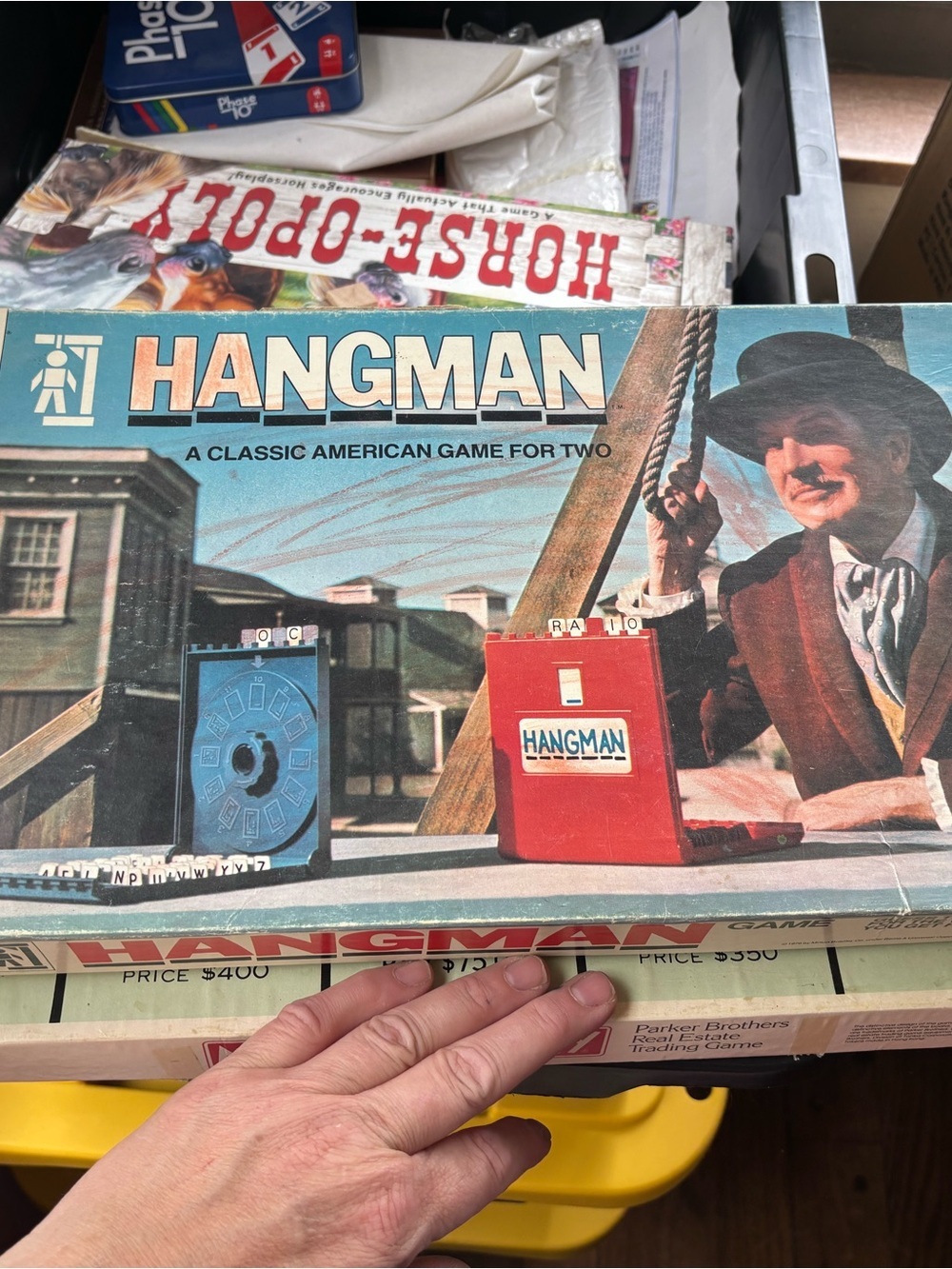 1976 Milton Bradley Hangman Classic Letter Matching Game Set - Red and Blue
